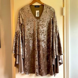 Velvet Flare-Sleeve Party Dress